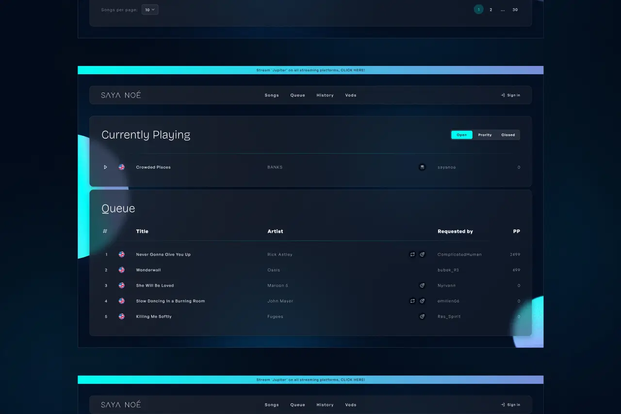 Miniature site web projet Saya Noé songlist