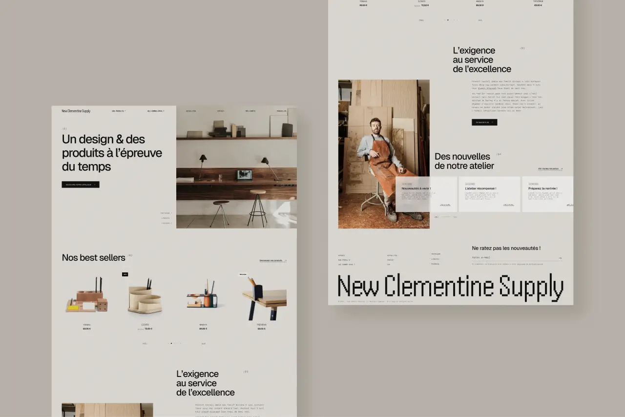 Miniature site web projet e-commerce New Clementine Supply